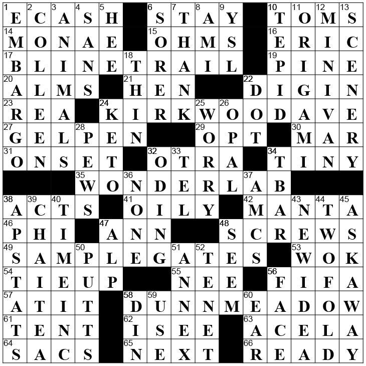 Solution to Rena Cohen’s Bloomington Crossword